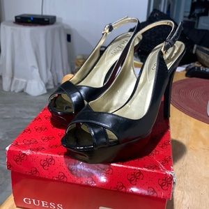 Black high heels sling back open toe